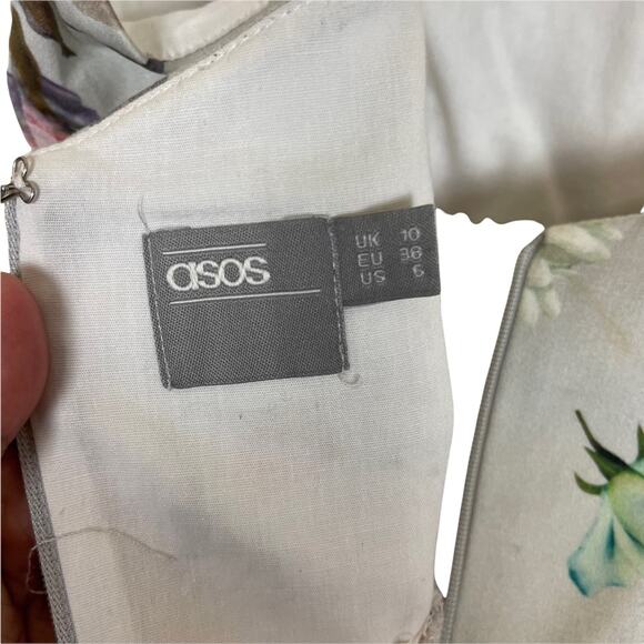 Asos Spaghetti Strap Floral Bodycon Midi Dress Blue Multi Size 6 - Picture 4 of 8